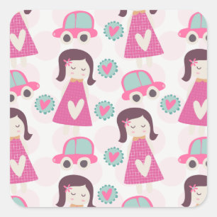 Mädchen, die Orte haben Quadratischer Aufkleber