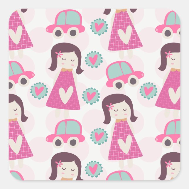 Mädchen, die Orte haben Quadratischer Aufkleber (Vorderseite)