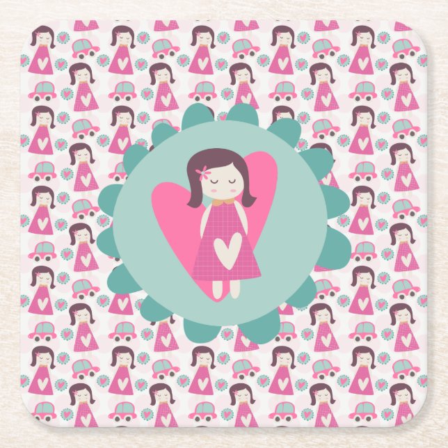 Mädchen, die Orte haben Rechteckiger Pappuntersetzer (Vorderseite)