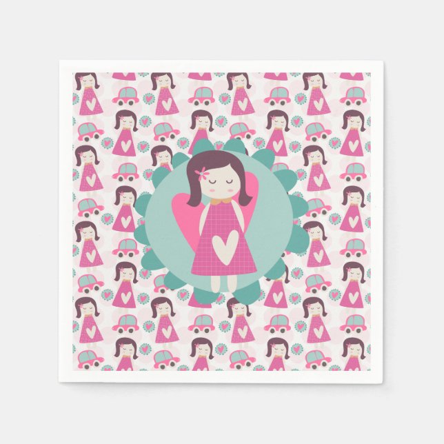 Mädchen, die Orte haben Serviette (Vorderseite)