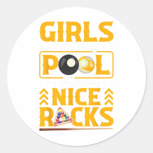 Mädchen, die Pool spielen haben schöne Racks Funny Runder Aufkleber