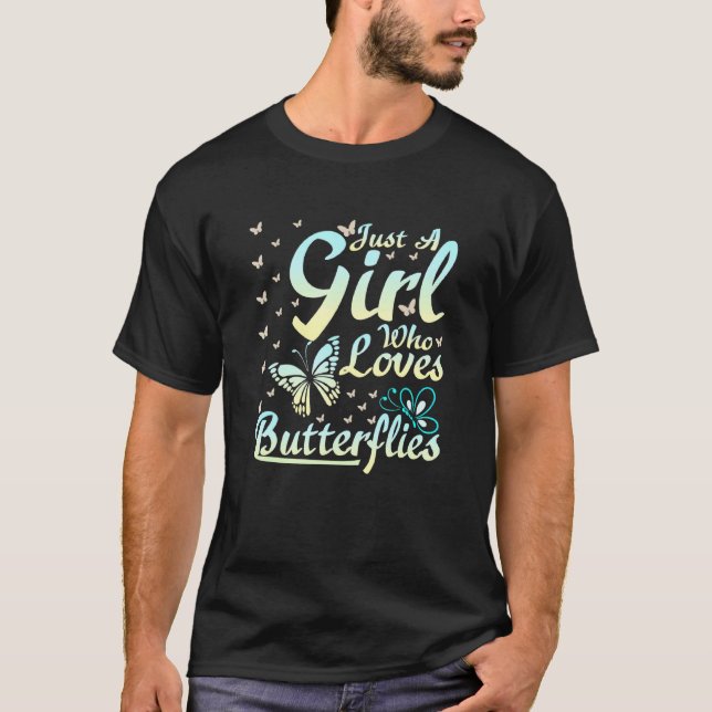 Mädchen, die Schmetterlinge Lieben T-Shirt (Vorderseite)