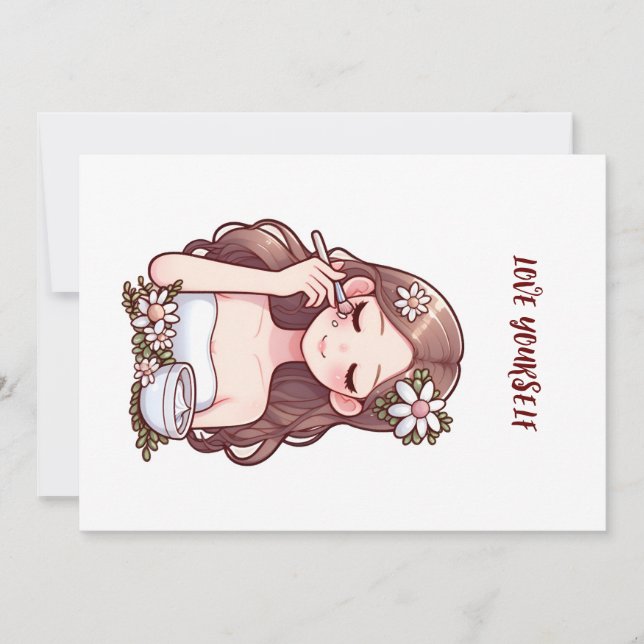 Mädchen, die sich selbst die Liebe der Hautpflege  Einladung (Vorderseite)