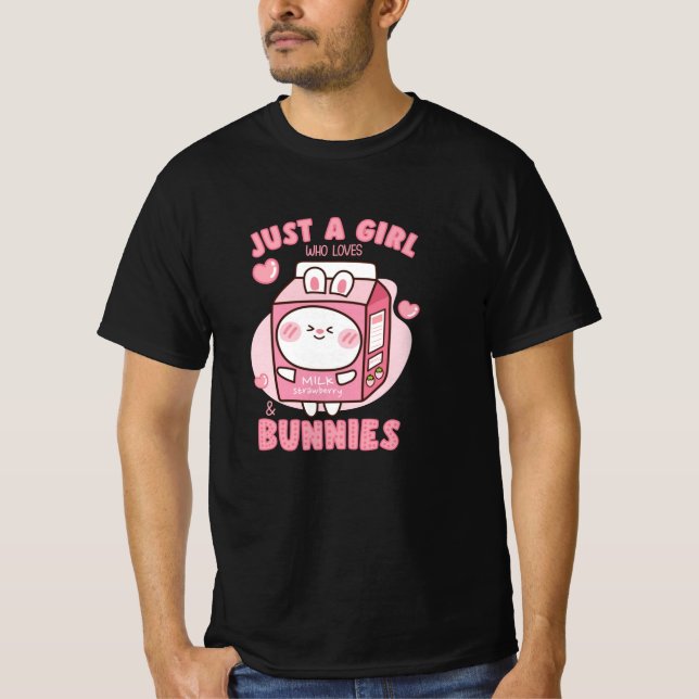 MÄDCHEN, DIE STRAWBERRY MILK BUNNIES LIEBEN T-Shirt (Vorderseite)