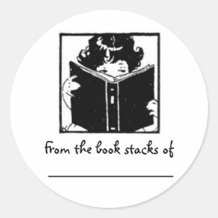 Mädchen, die über das Buch gucken.. Runder Aufkleber
