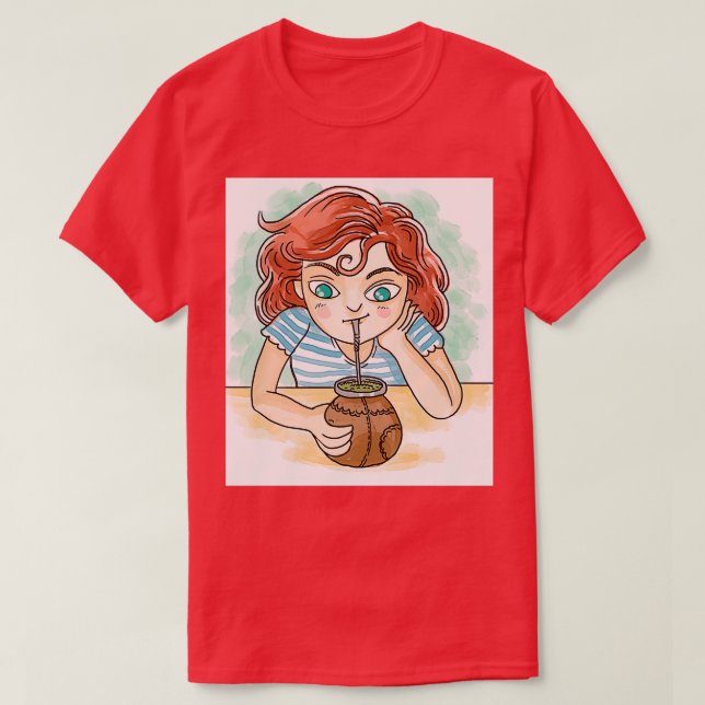 Mädchen, die YerbaPartner trinken Heißinfusion T-Shirt (Design vorne)