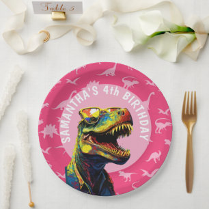 Mädchen Dinosaurier Geburtstagsfeier Pappteller