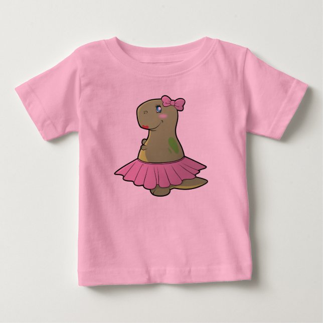 Mädchen-Dinosaurier T-Rex langes Hülsen-Shirt Baby T-shirt (Vorderseite)