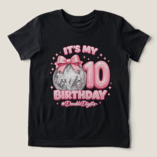 Mädchen Disco Kugel 10. Geburtstag Rosa Schleife Tri-Blend Shirt
