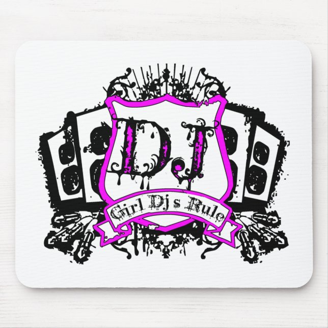 Mädchen-DJ-Wappen Mousepad (Vorne)