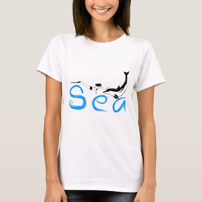 Mädchen, Dolphin, Meer lustig, elegant T-Shirt (Vorderseite)