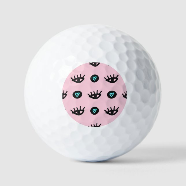Mädchen Doodle: Augen hören Nahtlos. Golfball (Vorderseite)