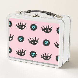 Mädchen Doodle: Augen hören Nahtlos. Metall Brotdose