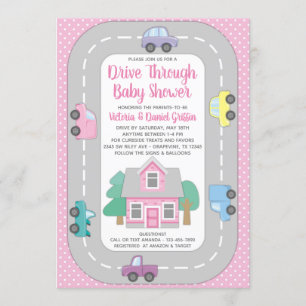Mädchen Drive Through Baby Shower Einladung