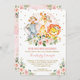 Mädchen-Dschungel-Babyparty erröten das rosa Einladung