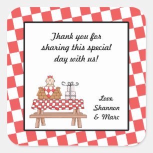 Mädchen-Duschen-Bevorzugungs-Aufkleber GRILLEN Quadratischer Aufkleber