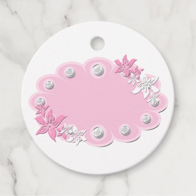 Mädchen duschen pinkfarbene Perlen Blume niedlich  Geschenkanhänger (Vorderseite)