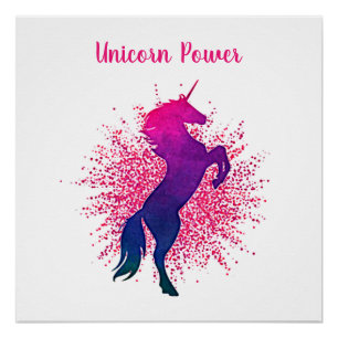 Mädchen "Einhorn Power" Einhorn & Glitter Poster