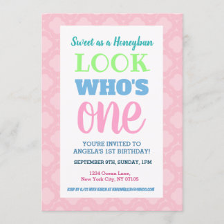 Mädchen Einladung zum 1. Geburtstag