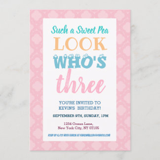 Mädchen Einladung zum dritten Geburtstag