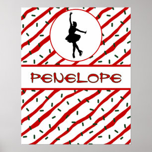Mädchen Eislaufen Weihnachten Streusel Personalisi Poster