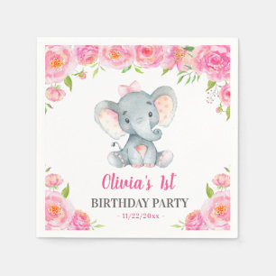 Mädchen Elefant 1. 2. Geburtstag Party Little Pea Serviette