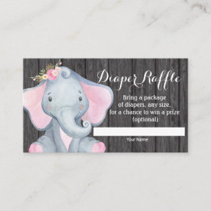 Mädchen-Elefant-Babyparty-Windelraffle-Karte Begleitkarte