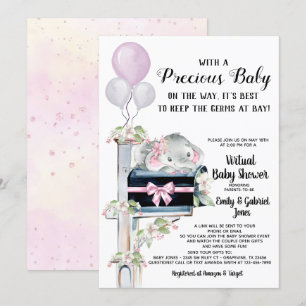 Mädchen-Elefant-virtuelle Online-Video-Baby-Party Einladung