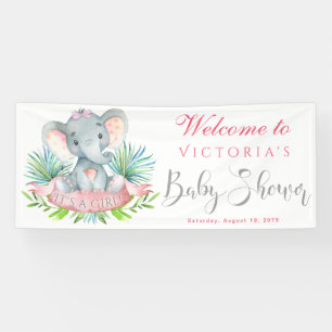 Mädchen-Elefanten-Baby-Shower- Banner