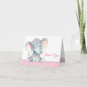Mädchen-Elefanten-Baby-Shower-Dankeskarten Dankeskarte
