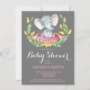 Mädchen-Elefanten-Baby-Shower-Einladung Rosa und G Einladung
