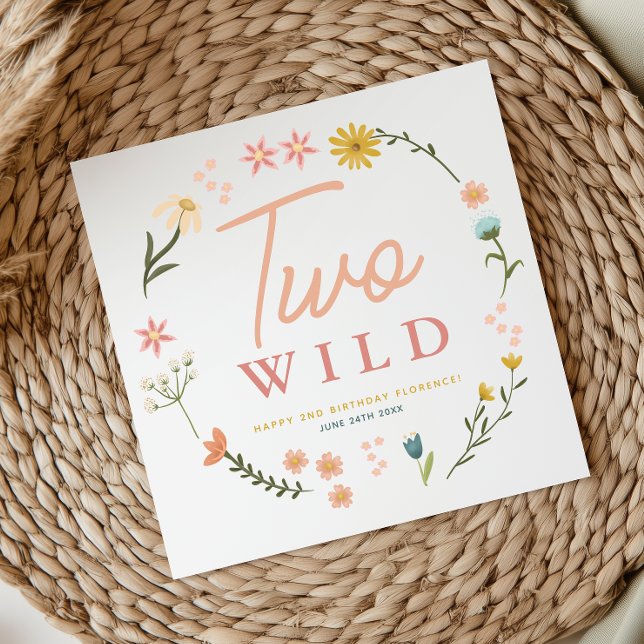 Mädchen Elegant Zwei Wilde Wildblume 2. Geburtstag Serviette (Von Creator hochgeladen)
