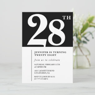 Mädchen Elegante 28. Geburtstagseinladung Chic Ein Einladung