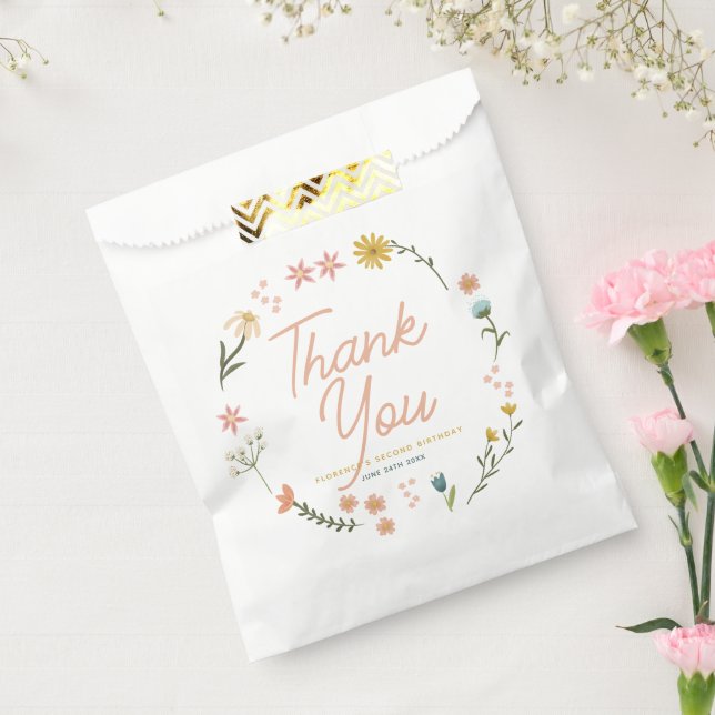 Mädchen Elegantes Rosa Boho Wildblumen Mädchen Geb Geschenktütchen (Versiegelt)