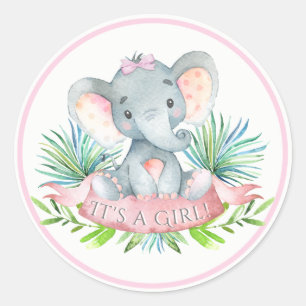 Mädchen Elephant Baby Shower Stickers