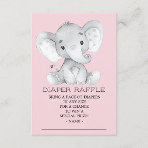 Mädchen Elephant Babydusche Windeln Raffle Ticket Begleitkarte