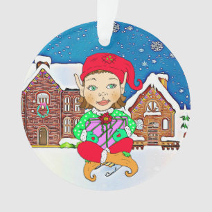 Mädchen-Elf-wunderliches personalisiertes Ornament