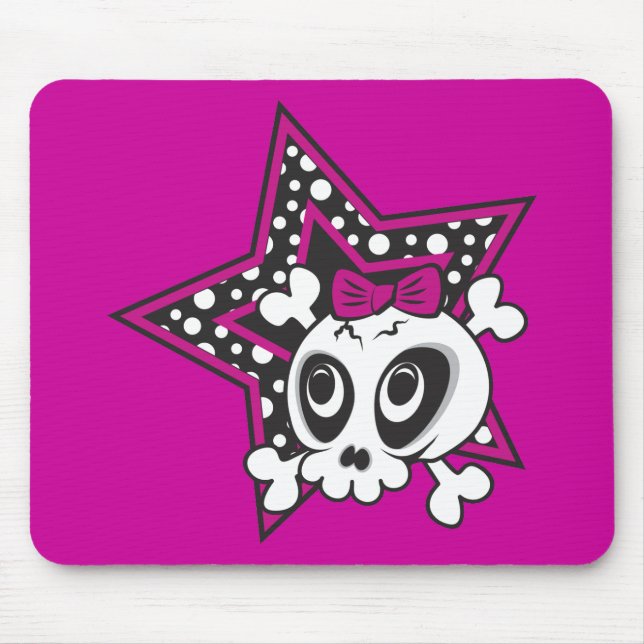 Mädchen-Emo-Schädel Mousepad (Vorne)