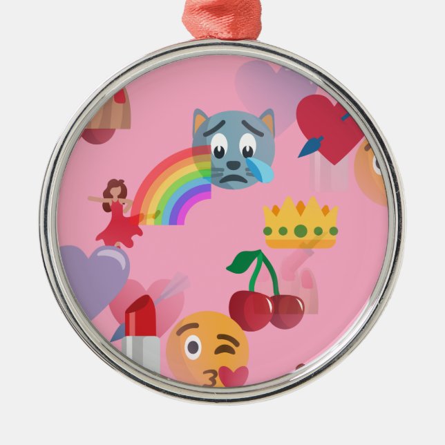 Mädchen Emoji Ornament Aus Metall (Vorne)