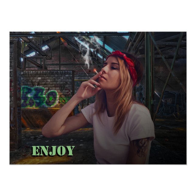 Mädchen erfreuen sich an Rauch Poster (Vorderseite)