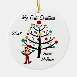 Mädchen-erstes Weihnachten kundengebundene Keramik Ornament