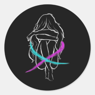 Mädchen erweckt Selbstmordprävention Awaren Runder Aufkleber