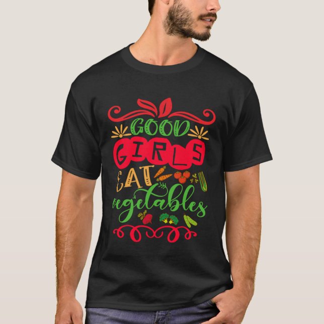 Mädchen essen Gemüse Gemüse Gerettet Tiere Vegan T-Shirt (Vorderseite)