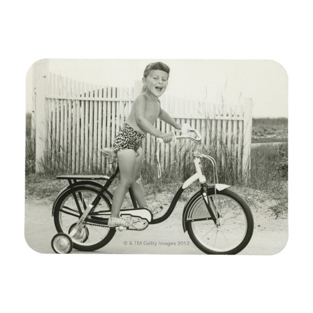 Mädchen fährt Fahrrad Magnet (Horizontal)