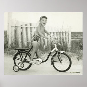 Mädchen fährt Fahrrad Poster
