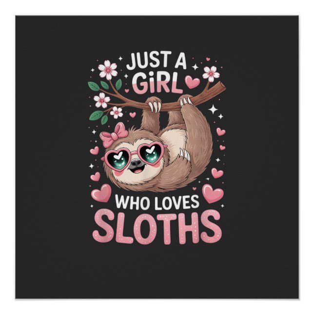 Mädchen Faultier T-Shirt Poster (Vorderseite)