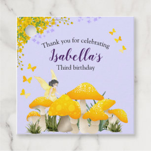 Mädchen Feen Gelber Pilz Schmetterling Geburtstag Geschenkanhänger