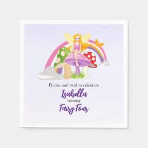 Mädchen Feenpilz Regenbogen Geburtstag Serviette