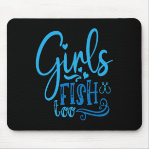 Mädchen fischen auch Angeln Jagen Fischen Mousepad