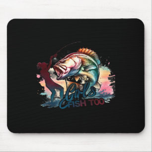 Mädchen fischen auch beim Angeln auf große Mäuler Mousepad